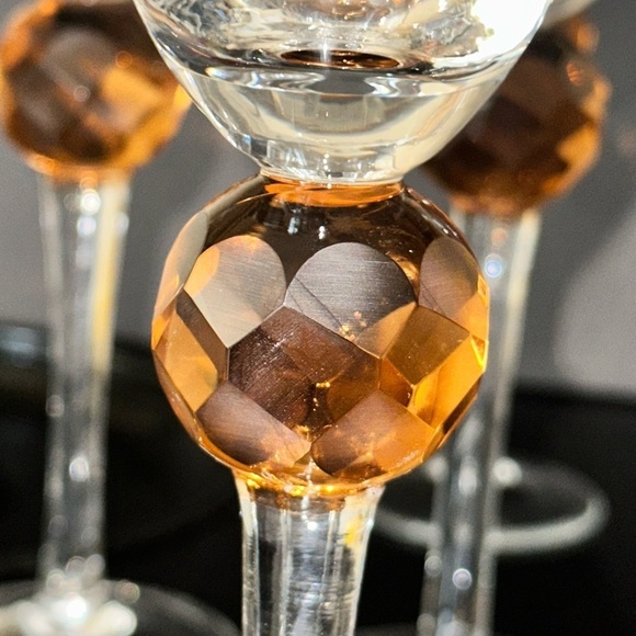 Elegant Clear Champagne Flutes with Amber Accents (Set of 5) - Picture 3 of 6